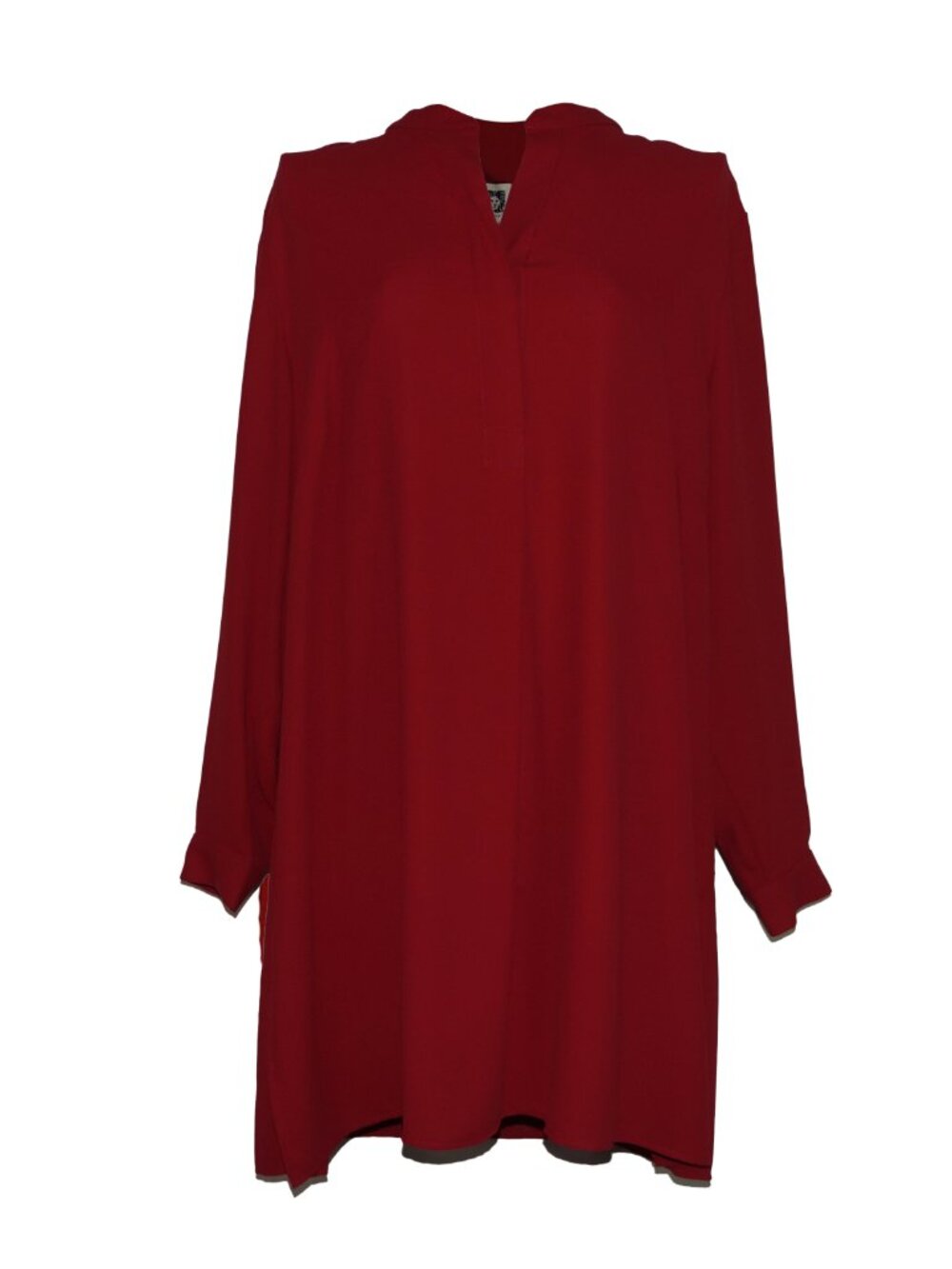 Anne Klein Red Popover Tunic Blouse  Long Sleeve Split Neck Sz 2X